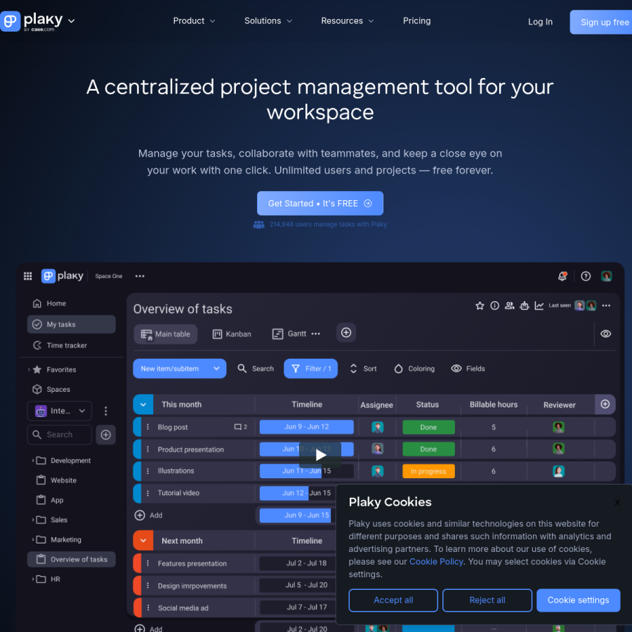 plaky.com homepage screenshot