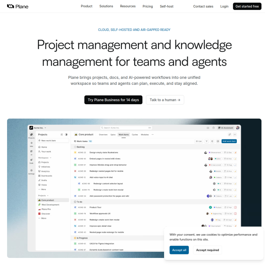 plane.so homepage screenshot