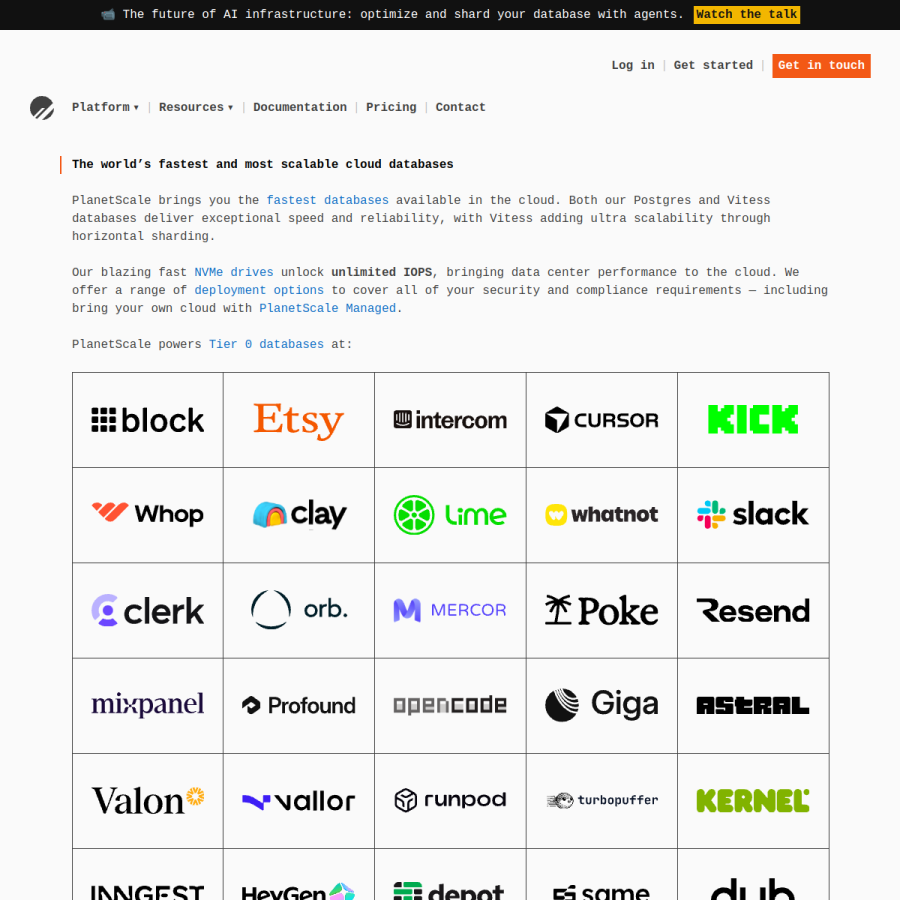 planetscale.com homepage screenshot