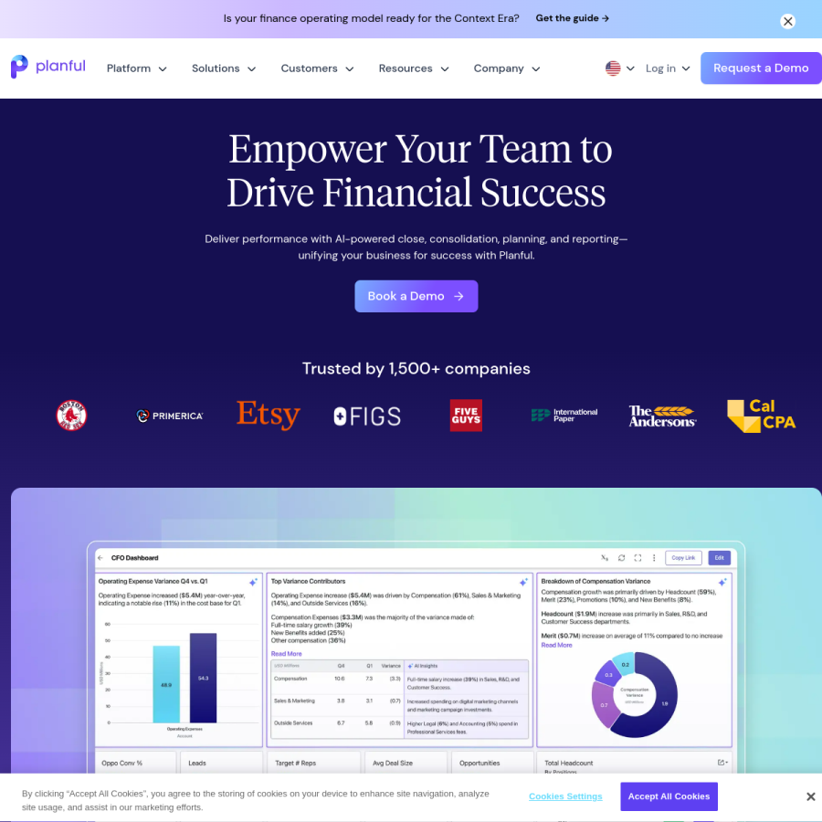 planful.com homepage screenshot