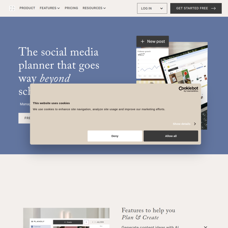 planoly.com homepage screenshot