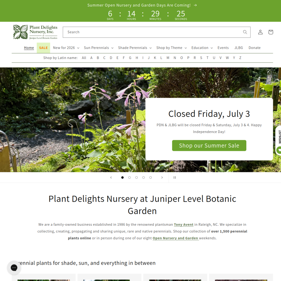 plantdelights.com homepage screenshot