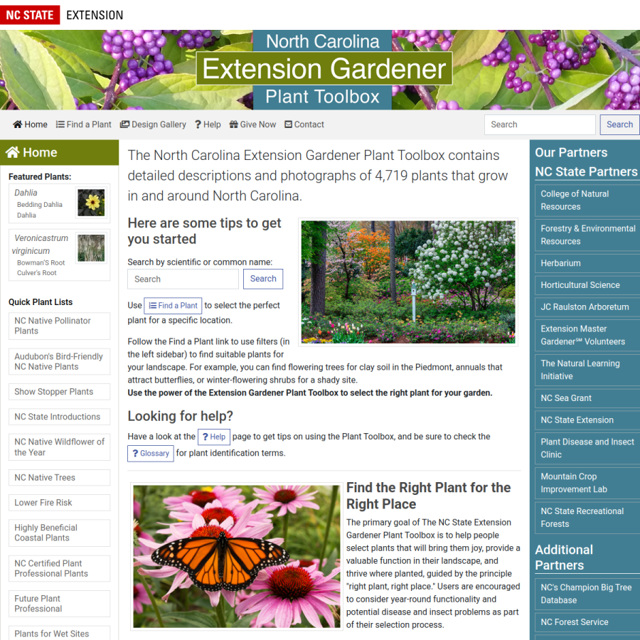 plants.ces.ncsu.edu homepage screenshot