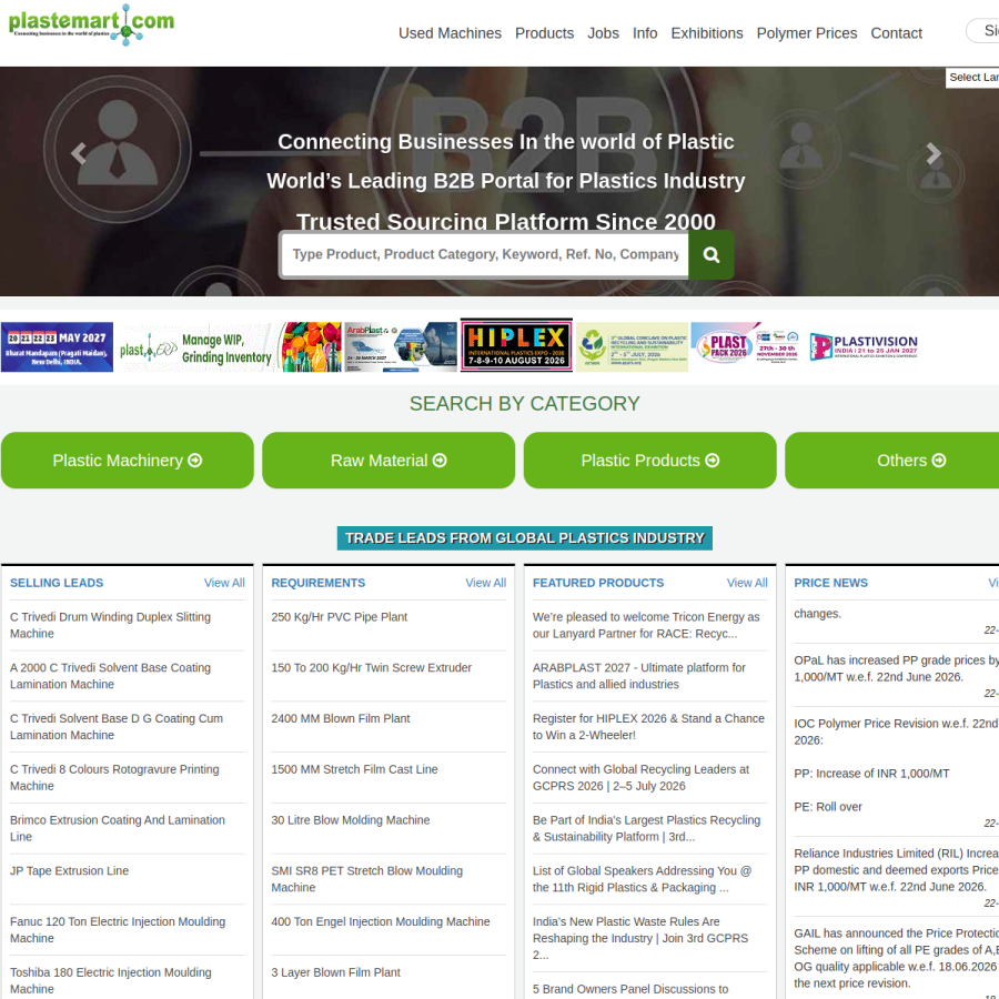plastemart.com homepage screenshot