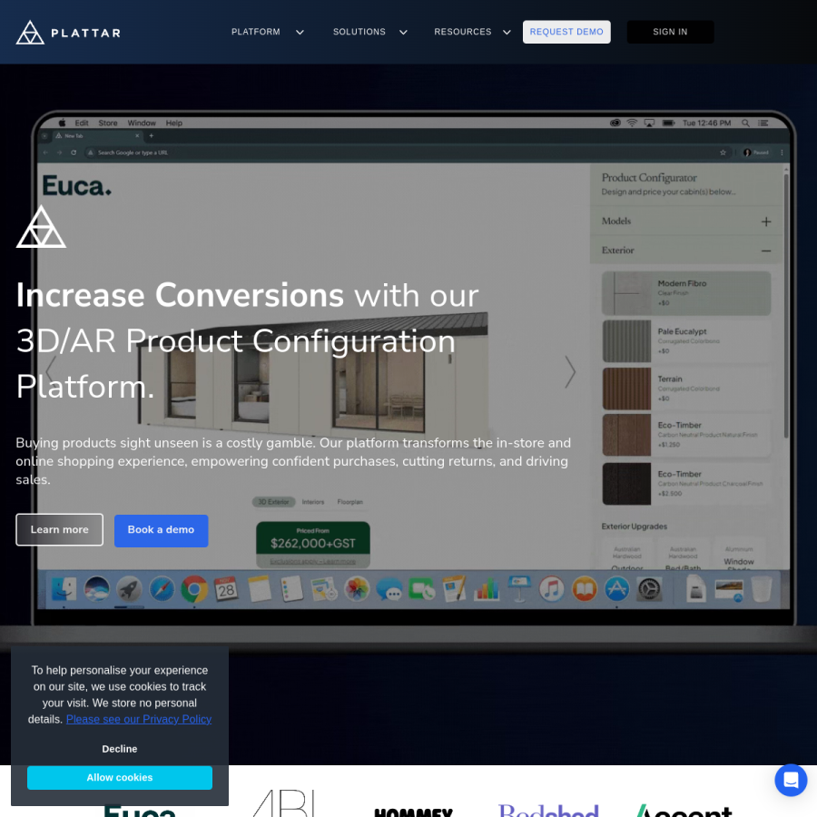 plattar.com homepage screenshot