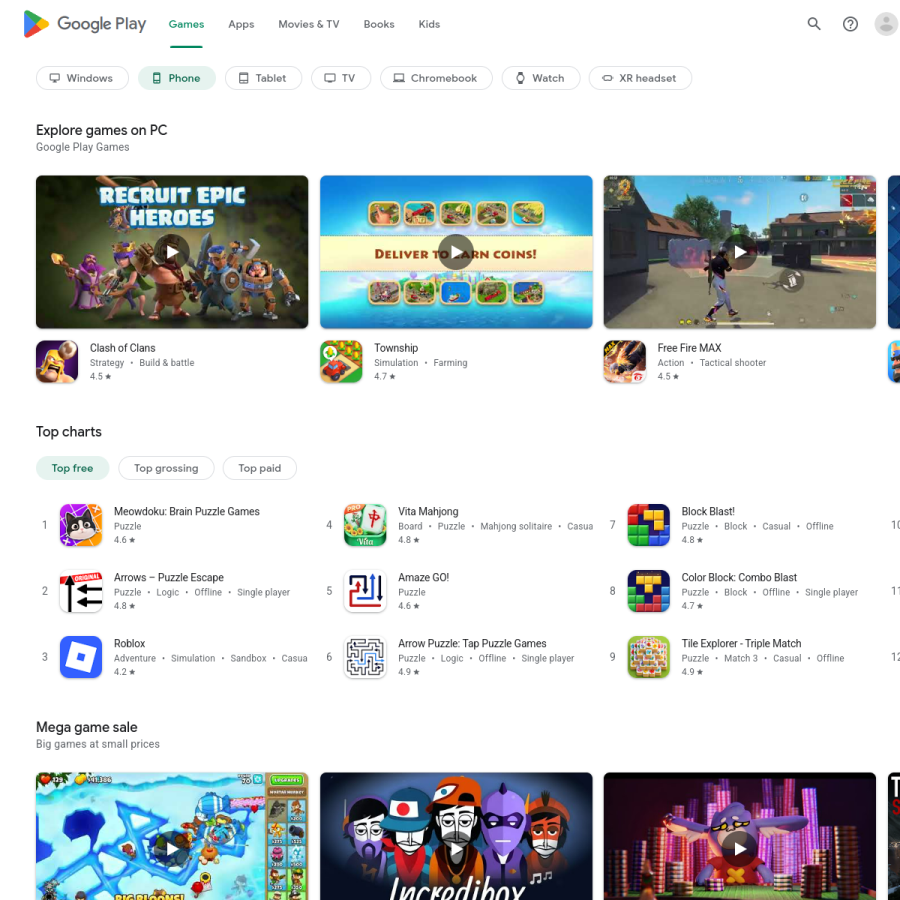 play.google.com homepage screenshot