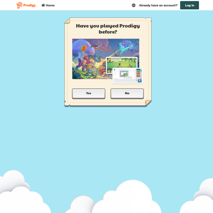 play.prodigygame.com homepage screenshot