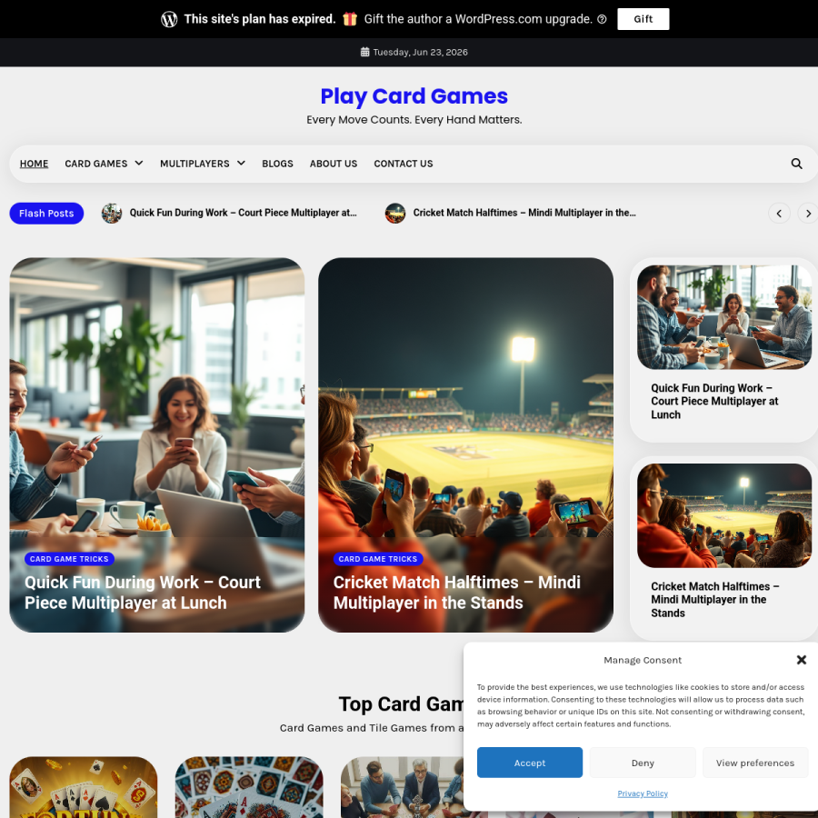 playcardgames.io homepage screenshot