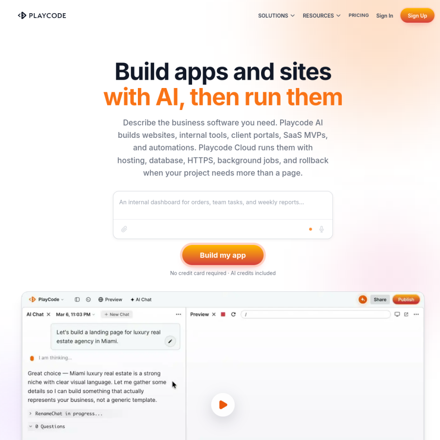 playcode.io homepage screenshot