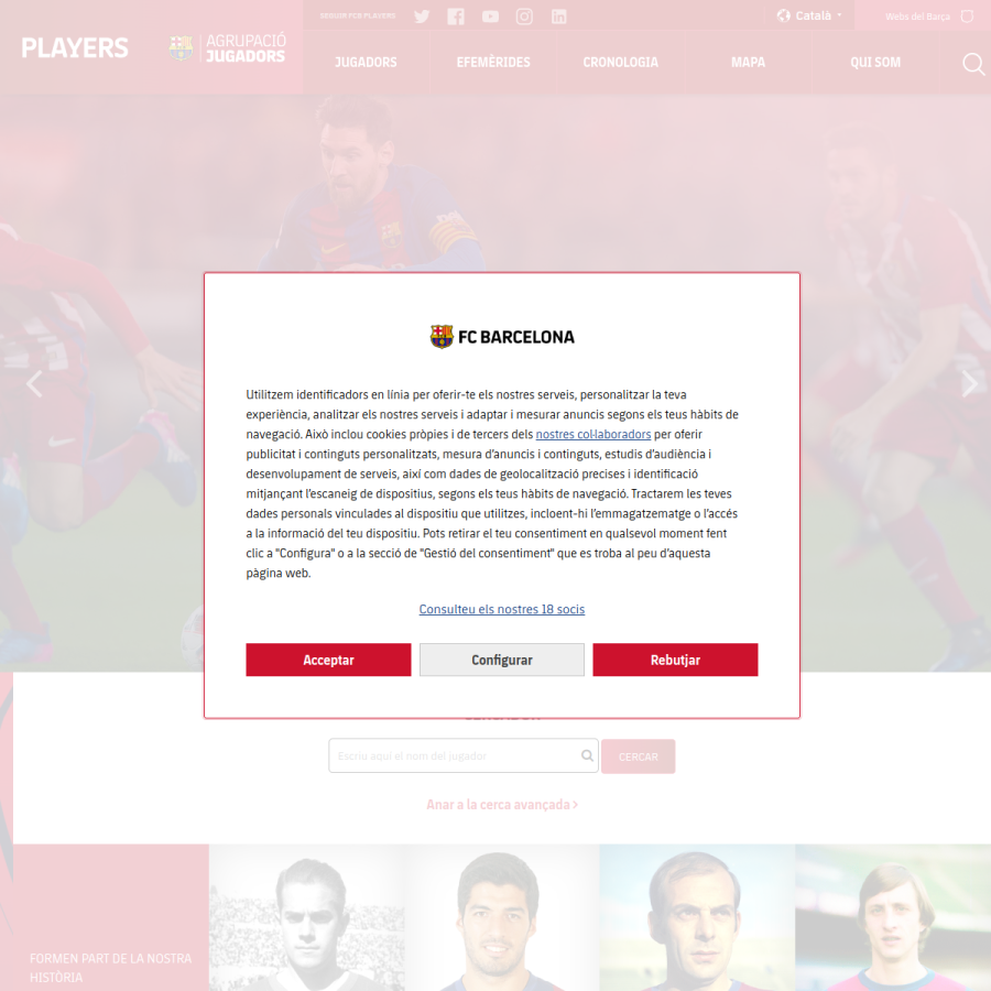 players.fcbarcelona.com homepage screenshot