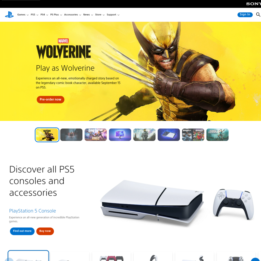 playstation.com homepage screenshot