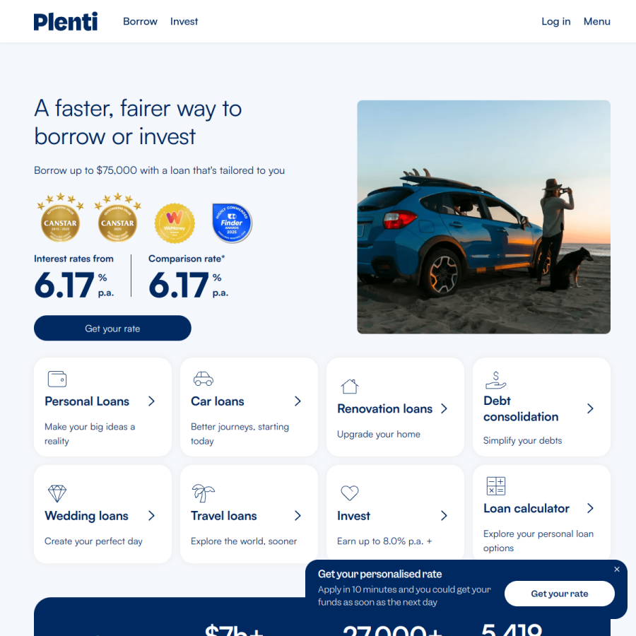plenti.com.au homepage screenshot