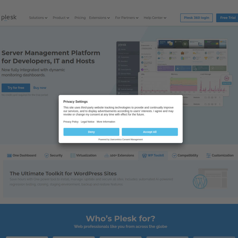 plesk.com homepage screenshot