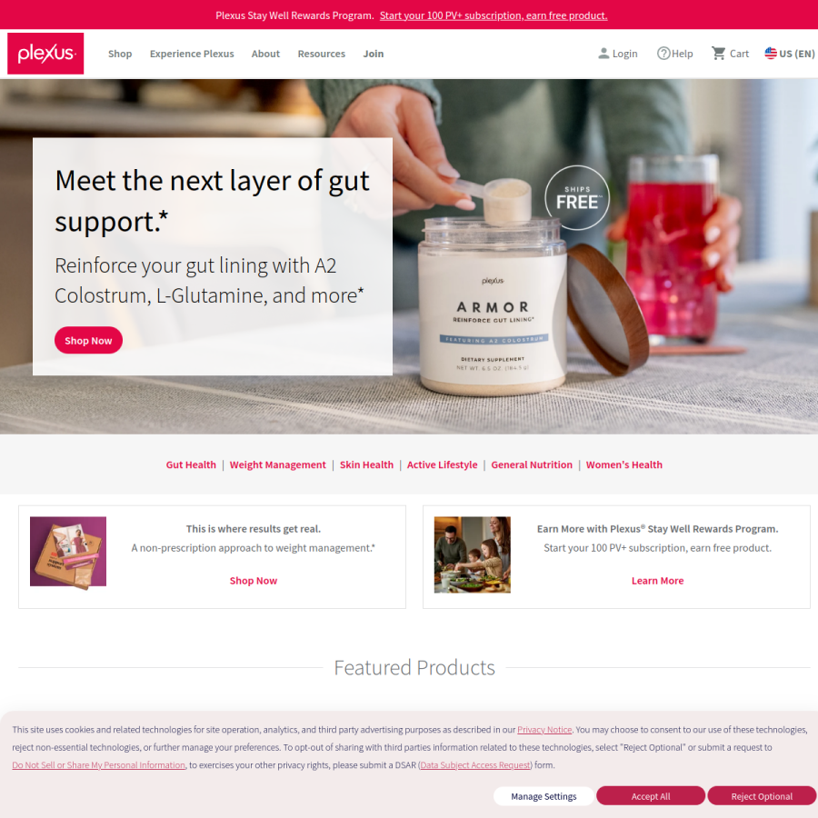 plexusworldwide.com homepage screenshot