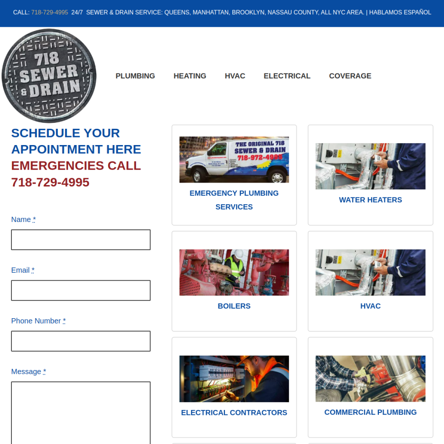 plumberinqueens.com homepage screenshot