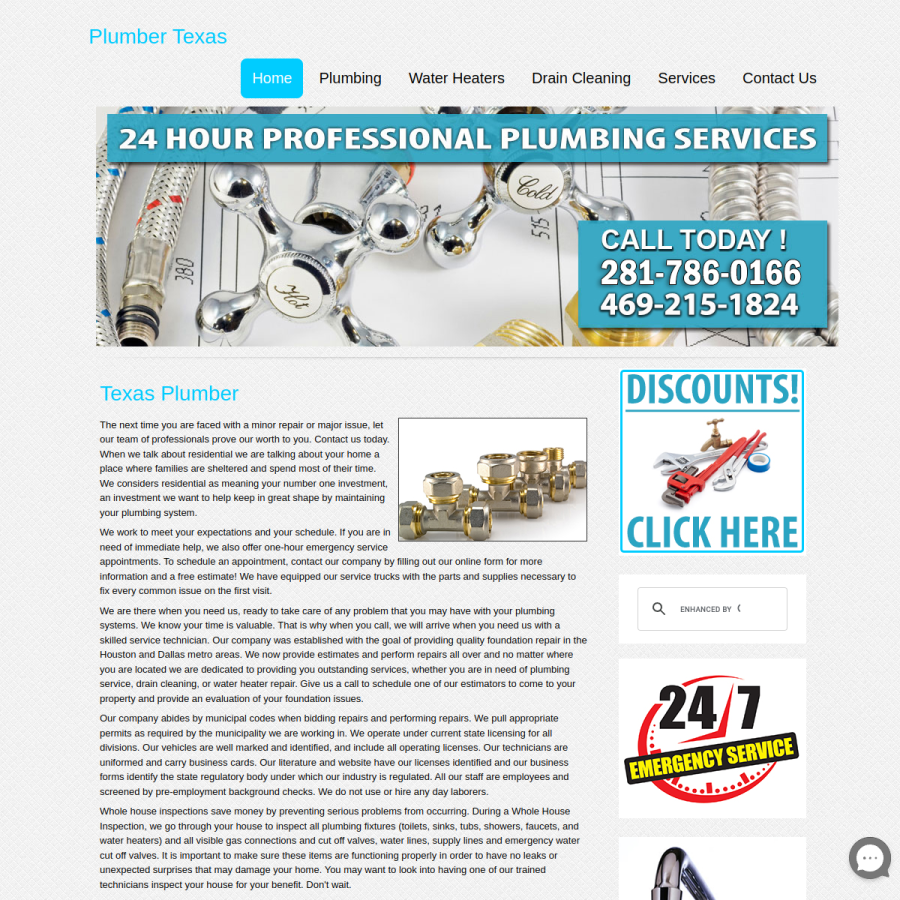 plumberoftexas.com homepage screenshot