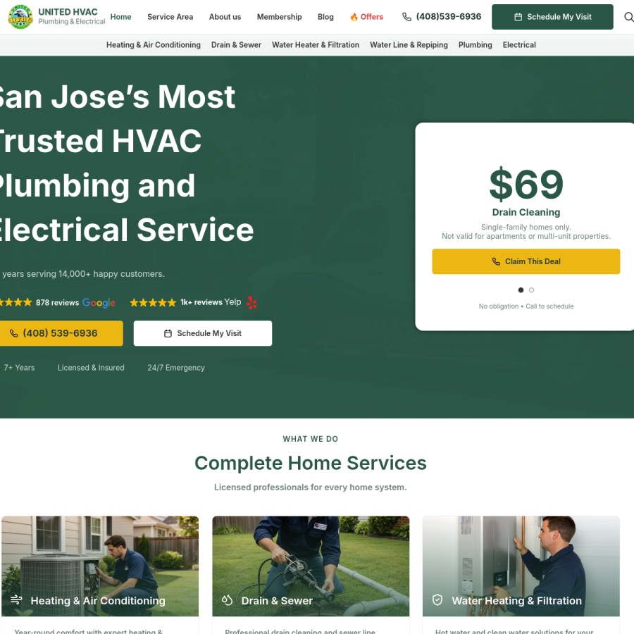 plumbing-united.com homepage screenshot