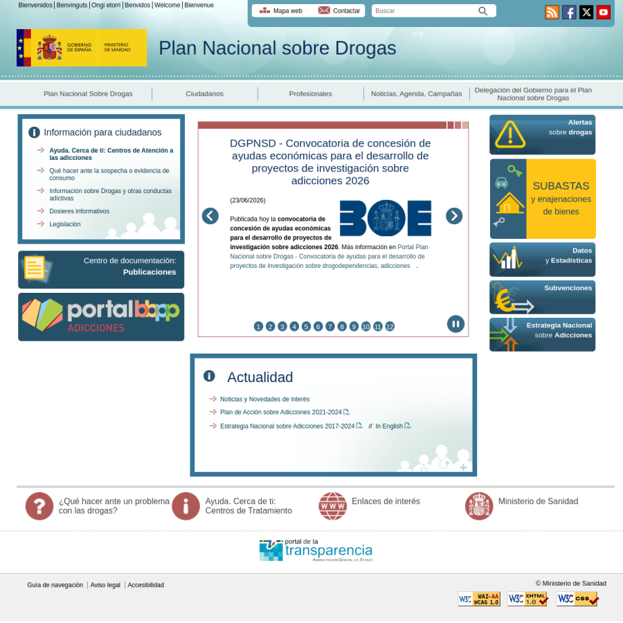 pnsd.sanidad.gob.es homepage screenshot