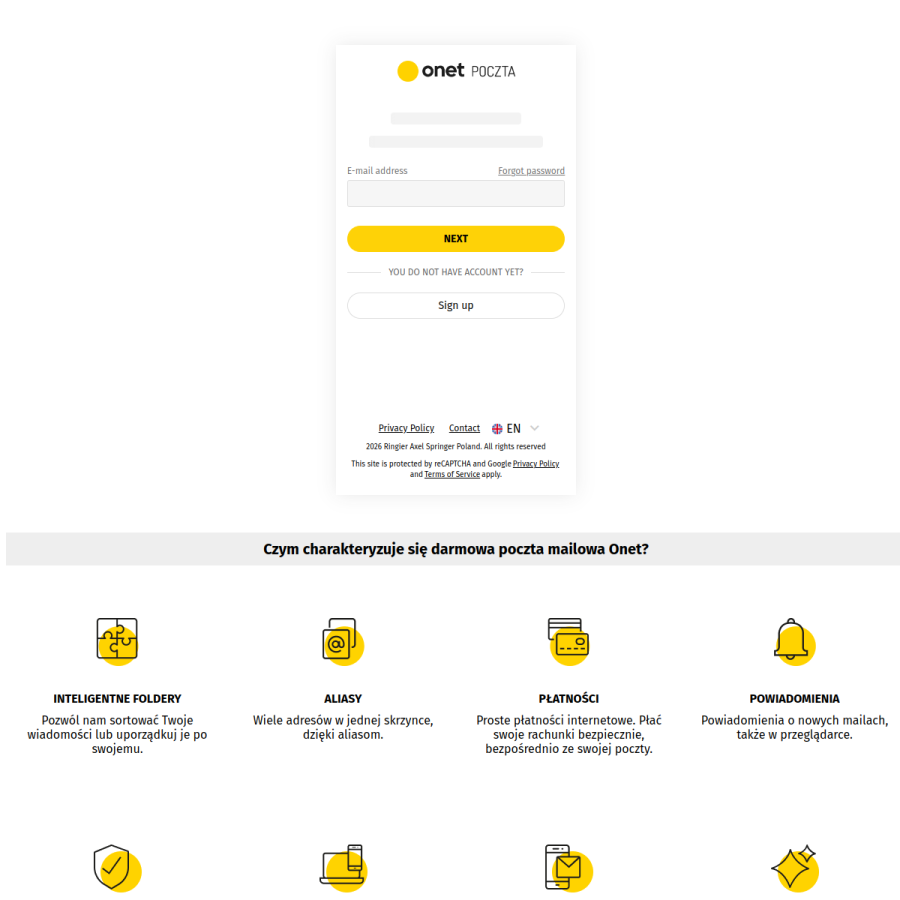 poczta.onet.pl homepage screenshot