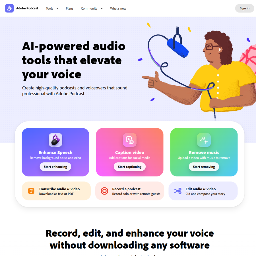 podcast.adobe.com homepage screenshot