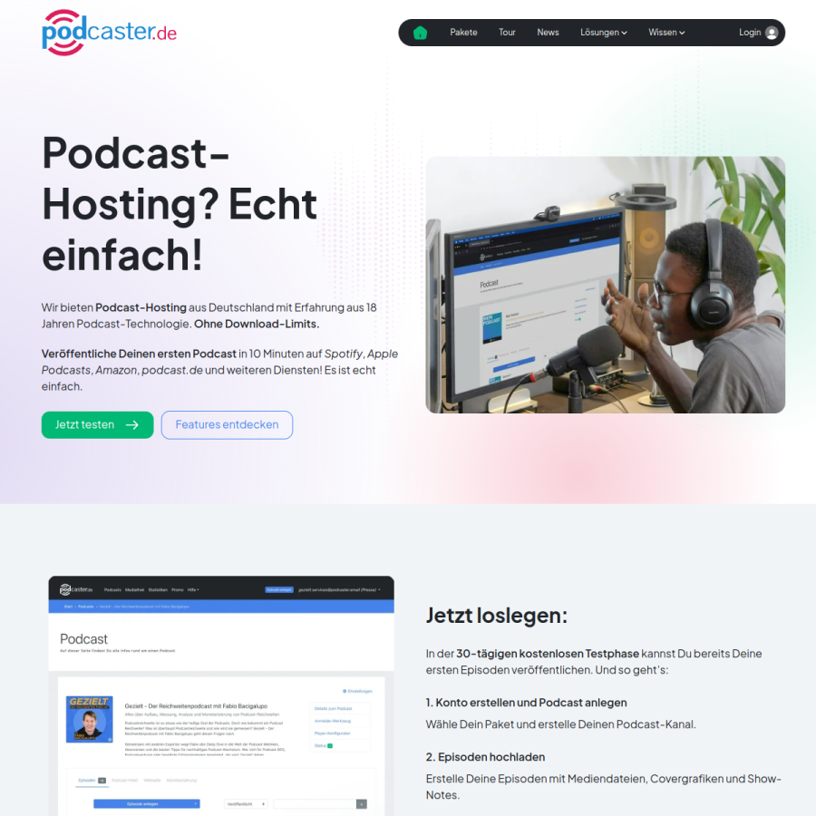 podcaster.de homepage screenshot