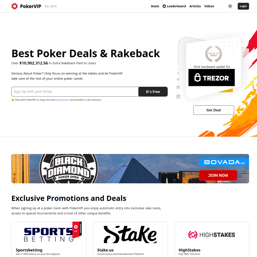 pokervip.com homepage screenshot