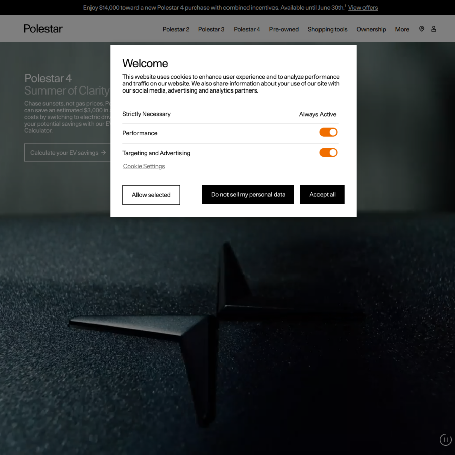 polestar.com homepage screenshot