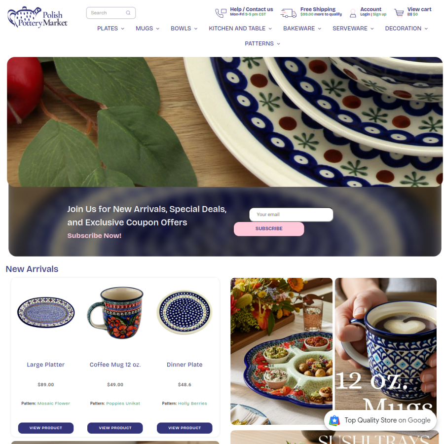 polishpotterymarket.com homepage screenshot