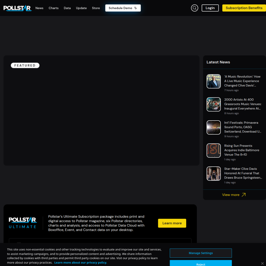 pollstar.com homepage screenshot