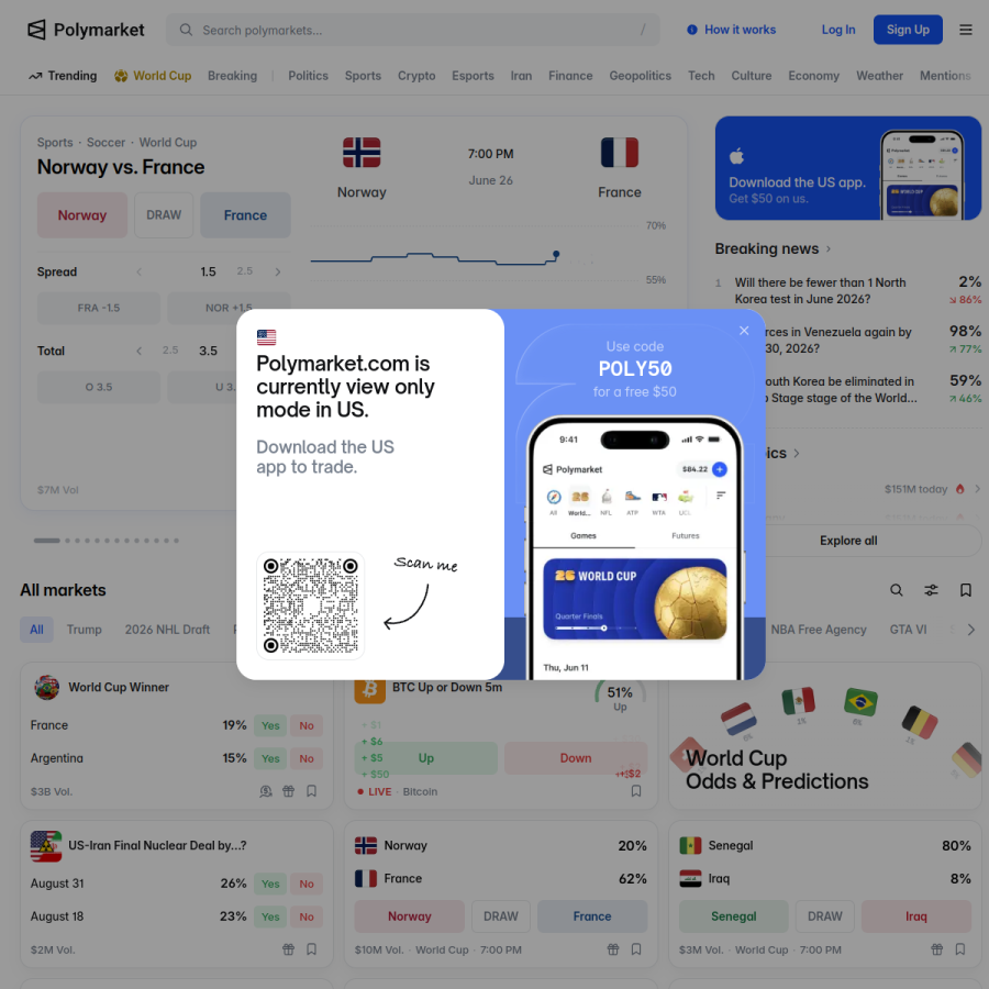 polymarket.com homepage screenshot