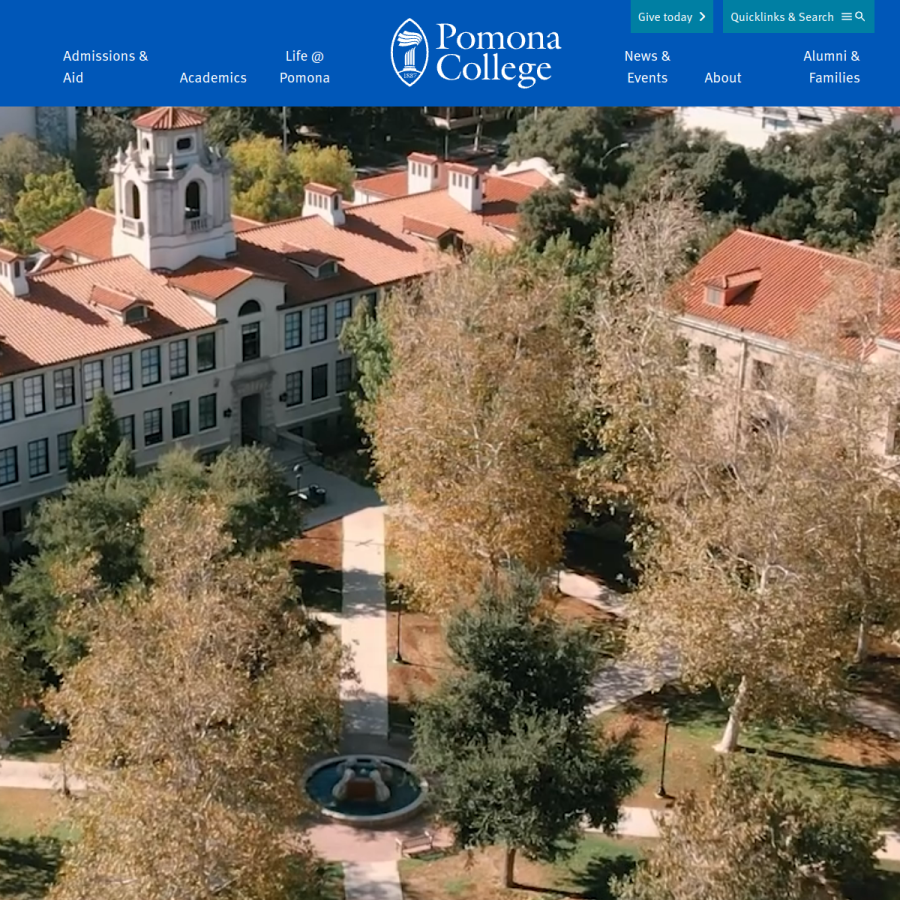 pomona.edu homepage screenshot