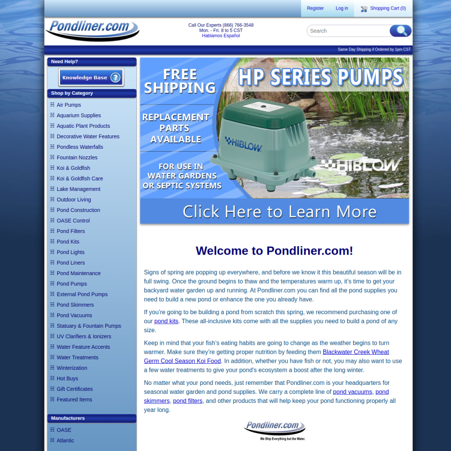 pondliner.com homepage screenshot