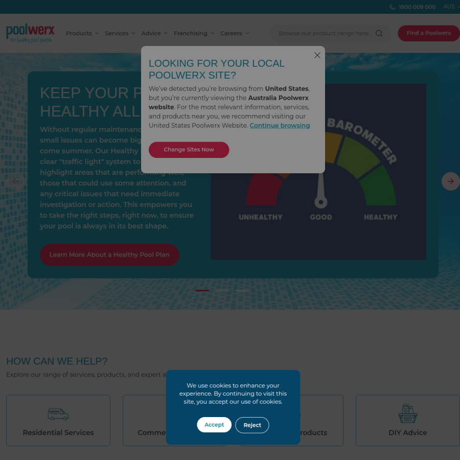 poolwerx.com.au homepage screenshot