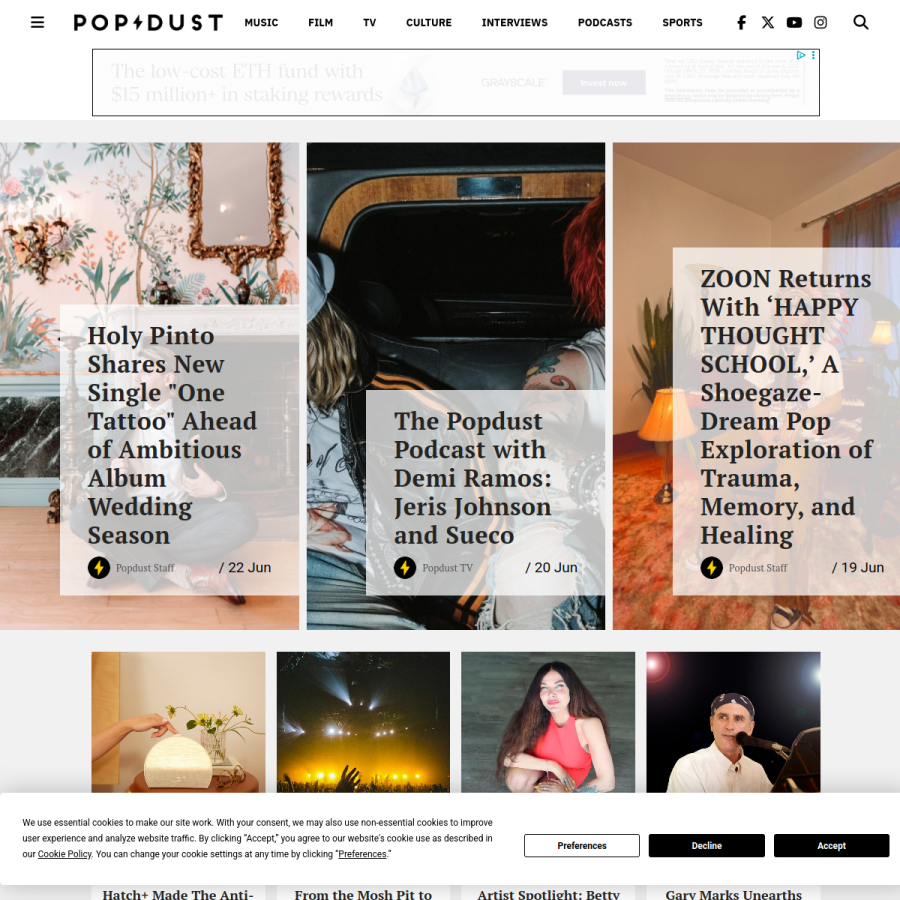 popdust.com homepage screenshot