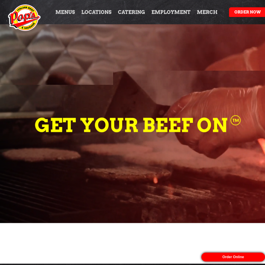 popsbeef.com homepage screenshot