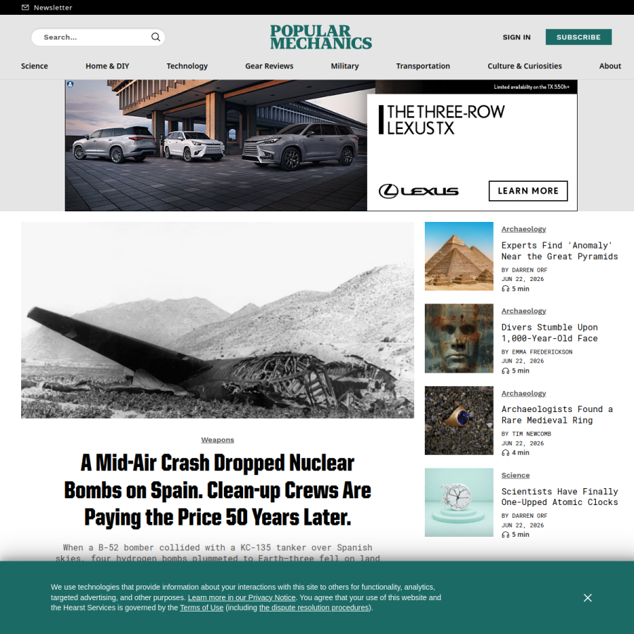 popularmechanics.com homepage screenshot