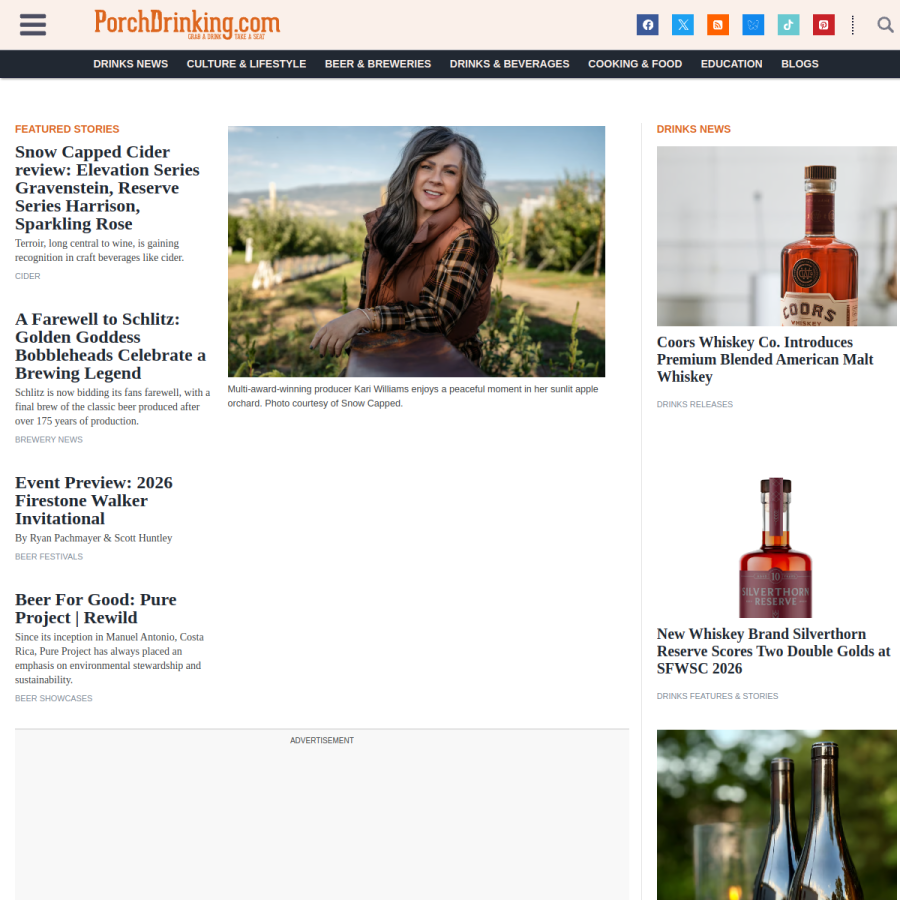 porchdrinking.com homepage screenshot