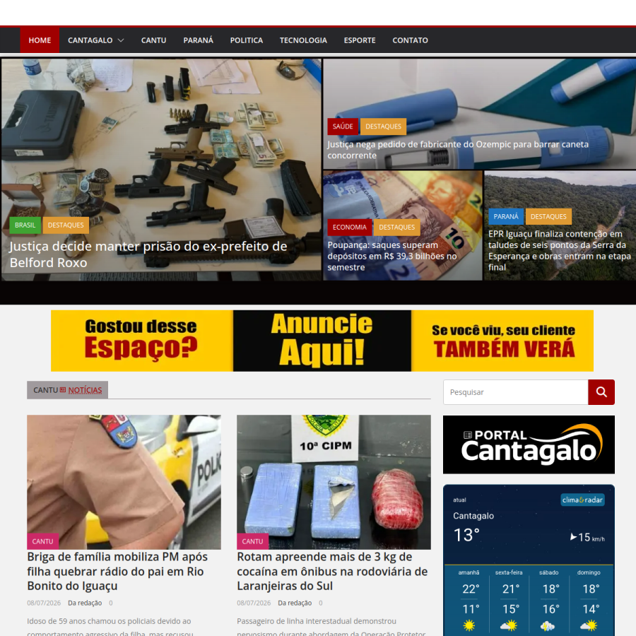 portalcantagalo.com.br homepage screenshot