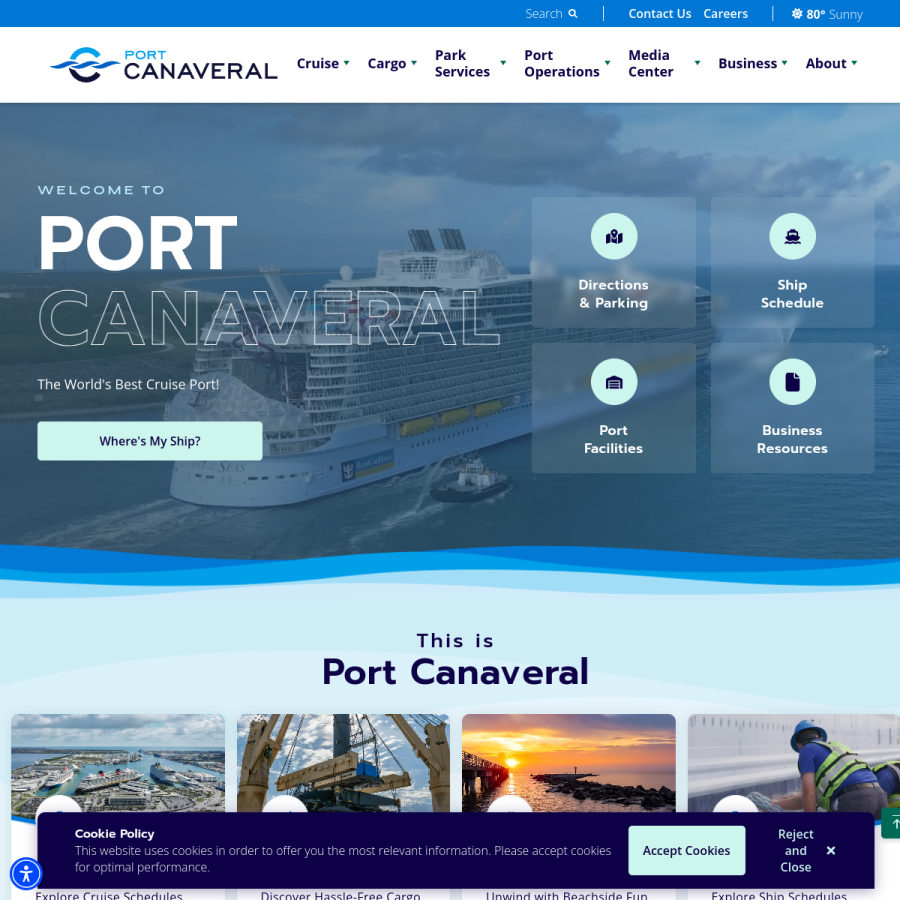 portcanaveral.com homepage screenshot