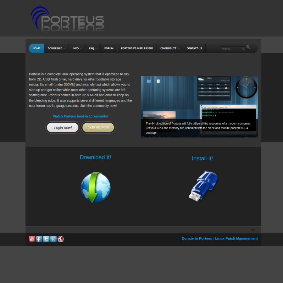 porteus.org homepage screenshot