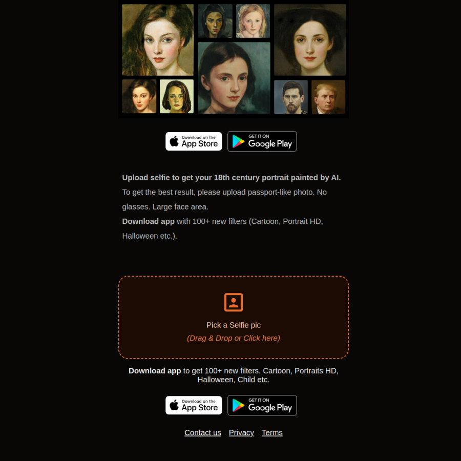 portraitai.app homepage screenshot