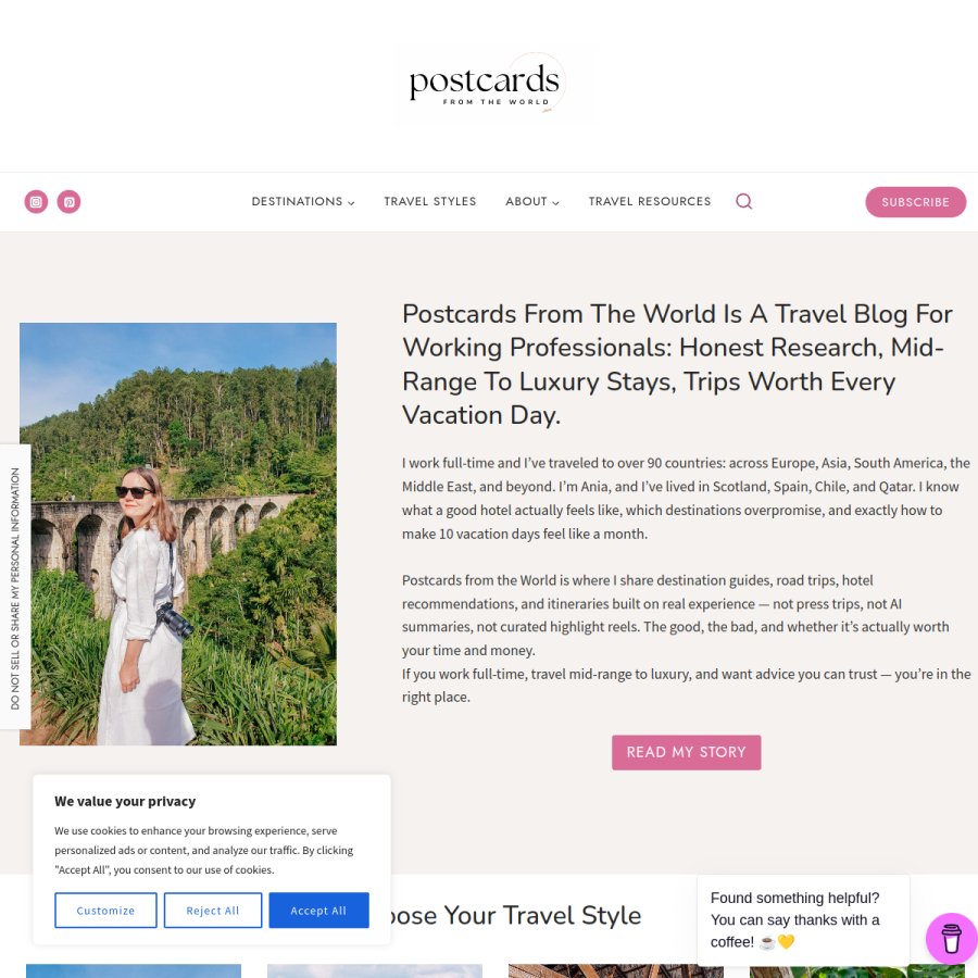 postcardsfromtheworld.com homepage screenshot