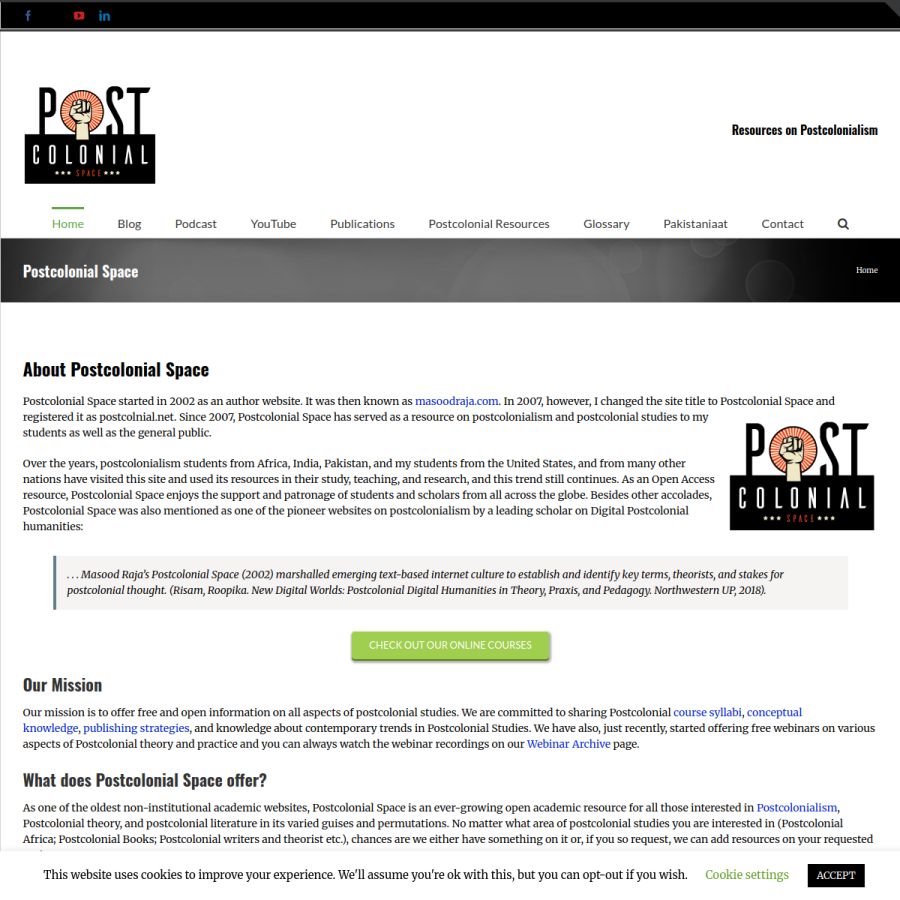 postcolonial.net homepage screenshot