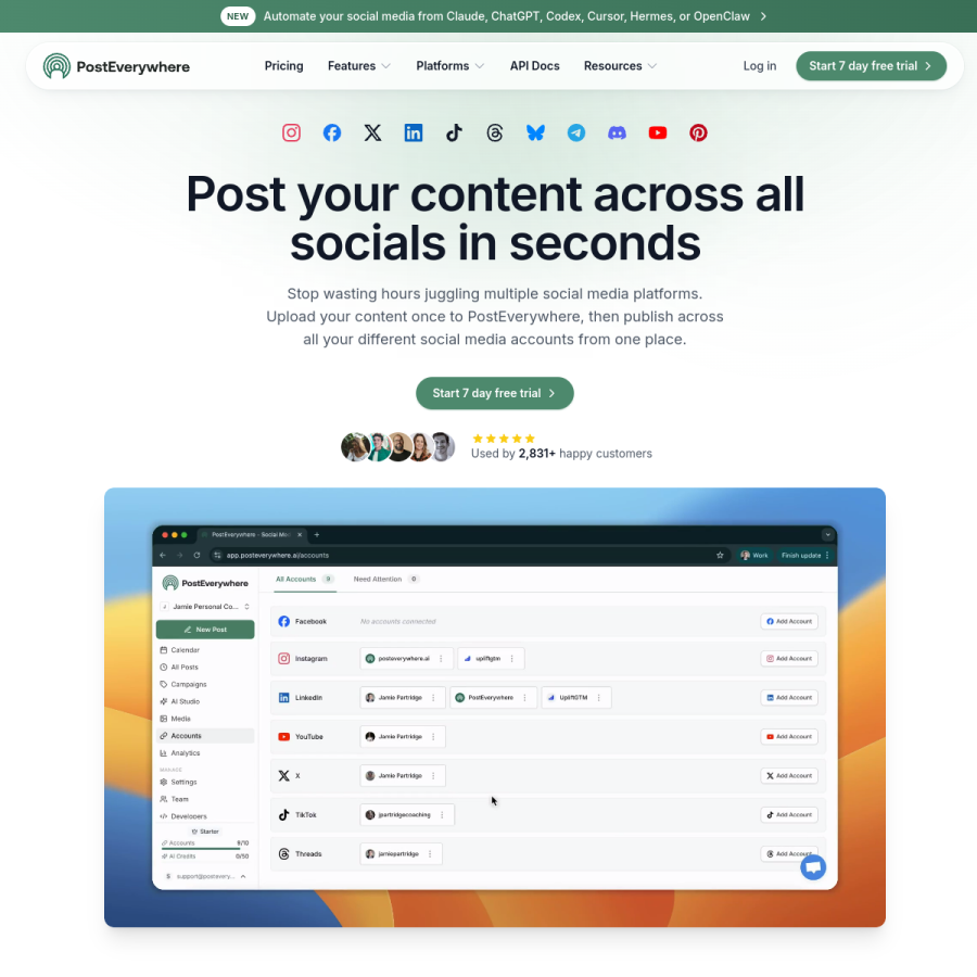 posteverywhere.ai homepage screenshot