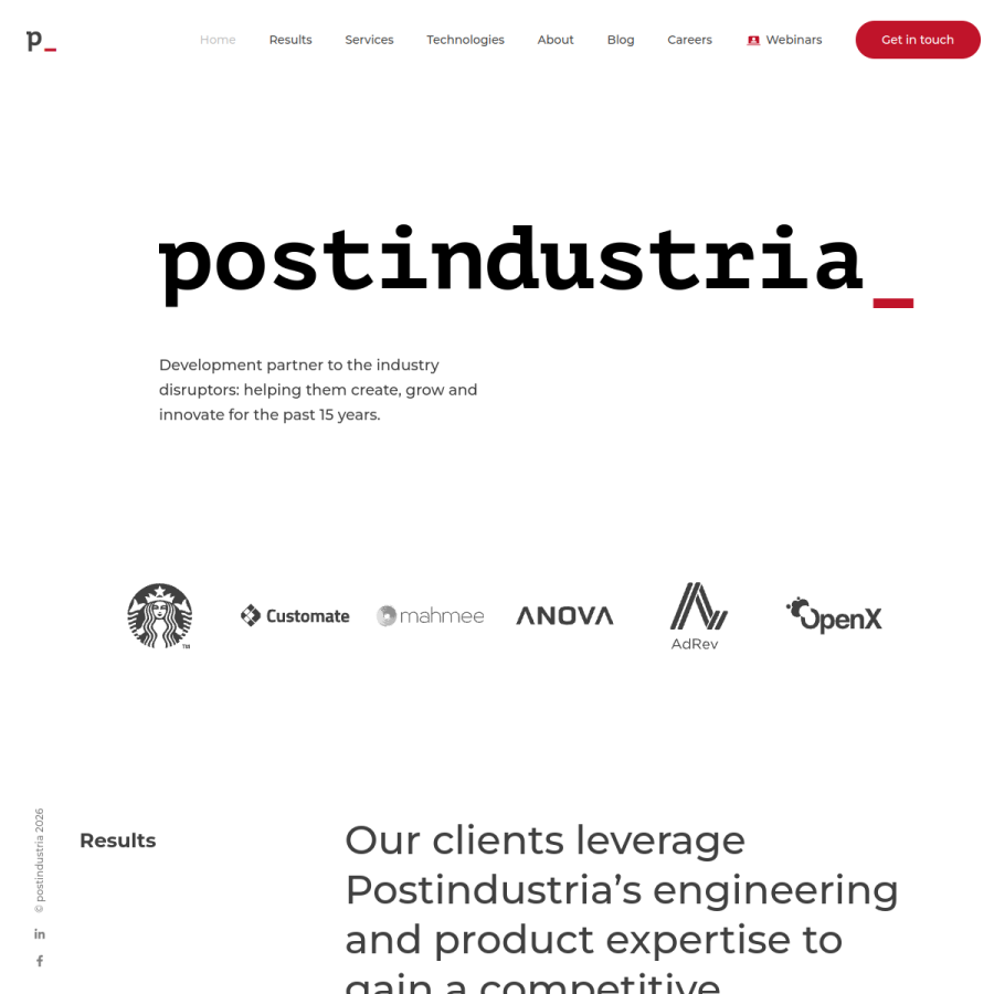 postindustria.com homepage screenshot