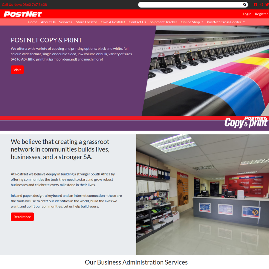 postnet.co.za homepage screenshot