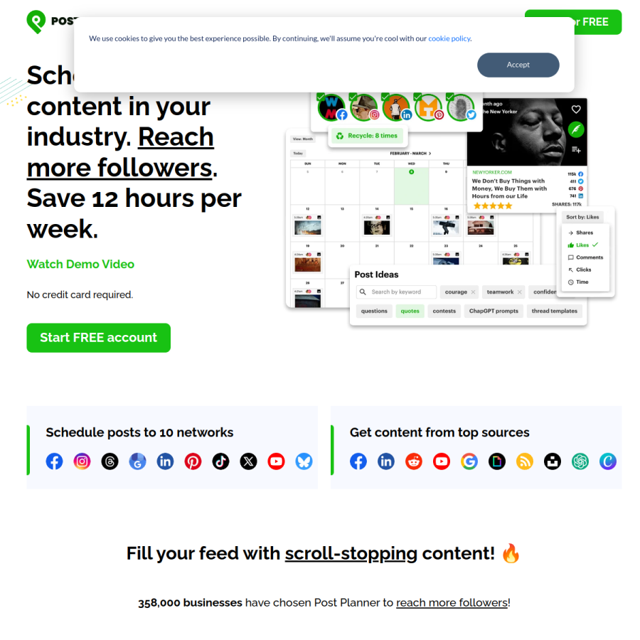 postplanner.com homepage screenshot