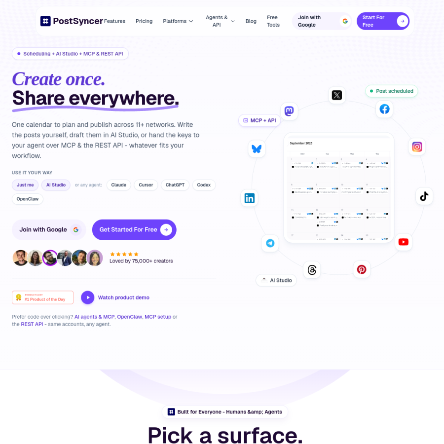postsyncer.com homepage screenshot