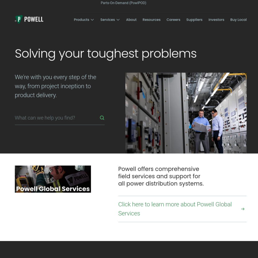 powellind.com homepage screenshot