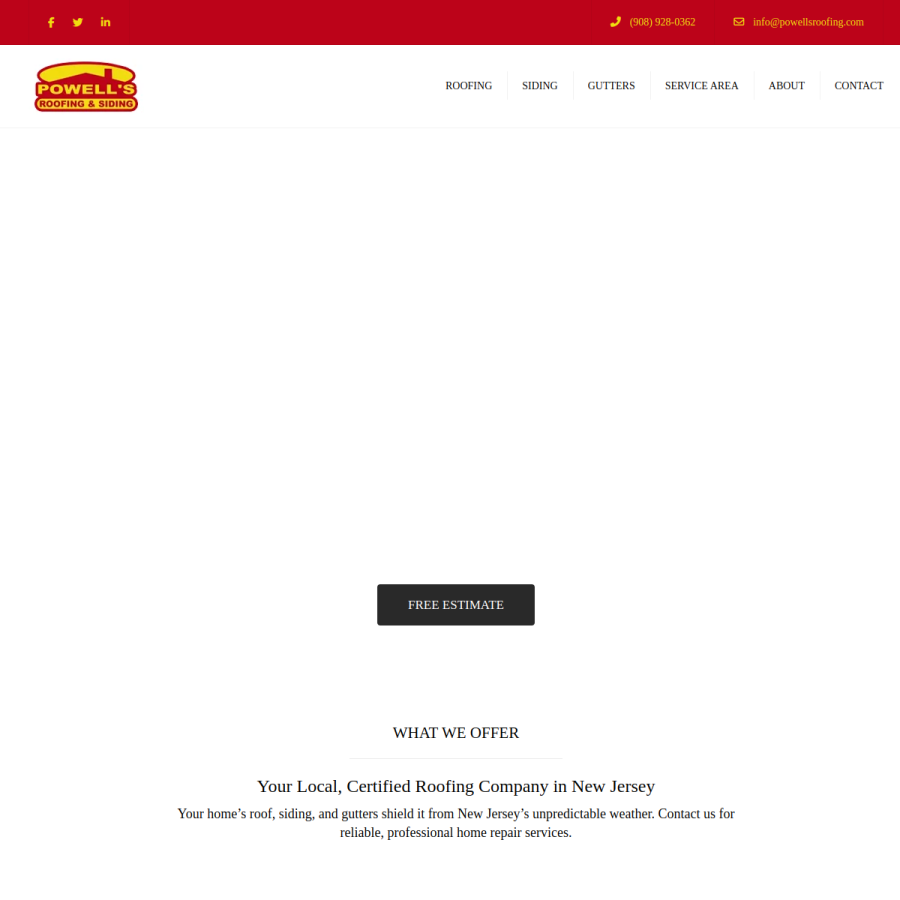 powellsroofing.com homepage screenshot